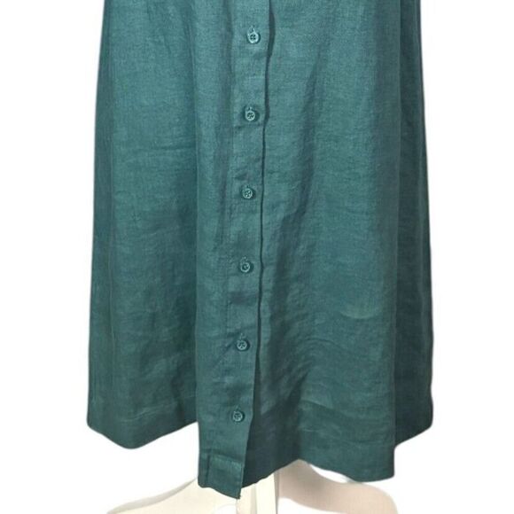 Garnet Hill Shirt Shift Dress Size 6 Sleeveless 100% Linen Button Up Coastal - Picture 4 of 8